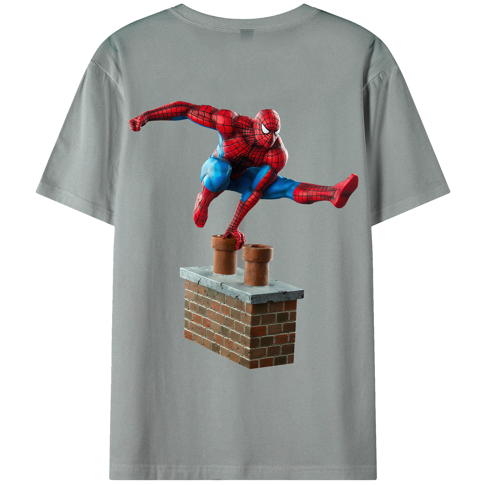 （画像用） Spider Man スパイダーマン 綿100％ メンズ半袖Tシャツ（バックプリント） 通気性